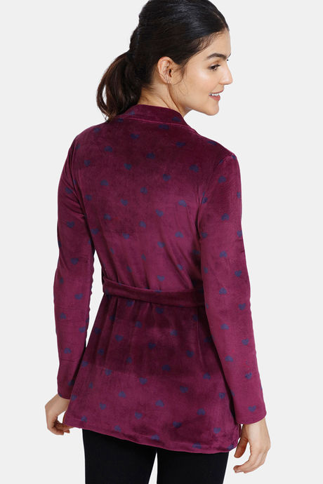 Zivame Supersoft Velour Knit Wrap Top - Potent Purple — image 3